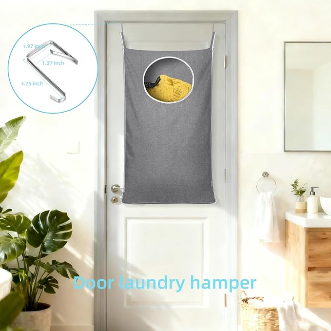 KEEPJOY 2Pack Space-Saving Hanging Laundry Bag, Door Laundry Hamper with 2 Different Types of Hooks, 30x20 Inch Oxford Fabric