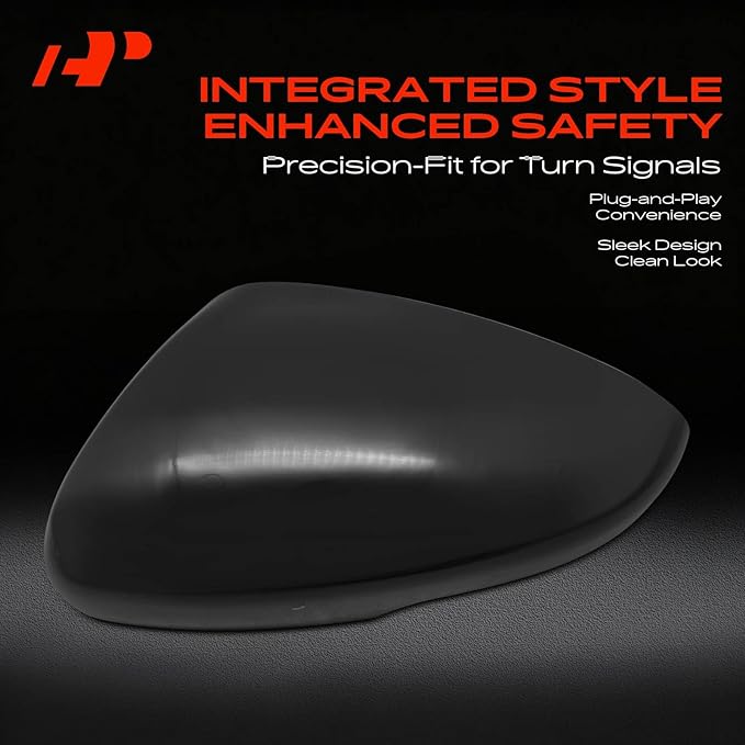 A-Premium Driver Side Rearview Mirror Cover Cap - Compatible with Honda Accord 2018-2024 - Smooth Black, with Turn Signal Hole