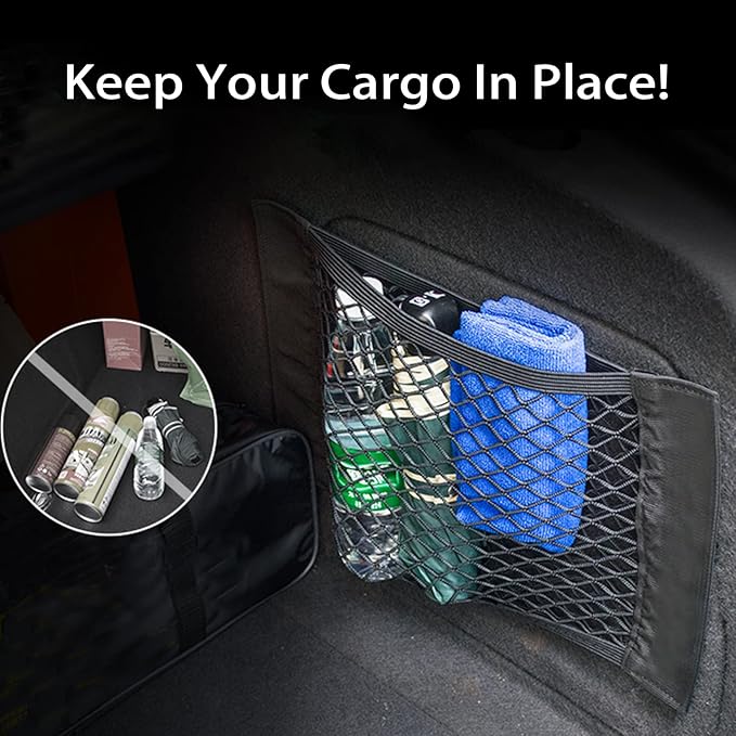 Universal Mesh Cargo Net for Car Trunk Storage,Elastic Small Automotive Cargo Net Pocket Wall Sticker Organizer Pouch Bag Stor