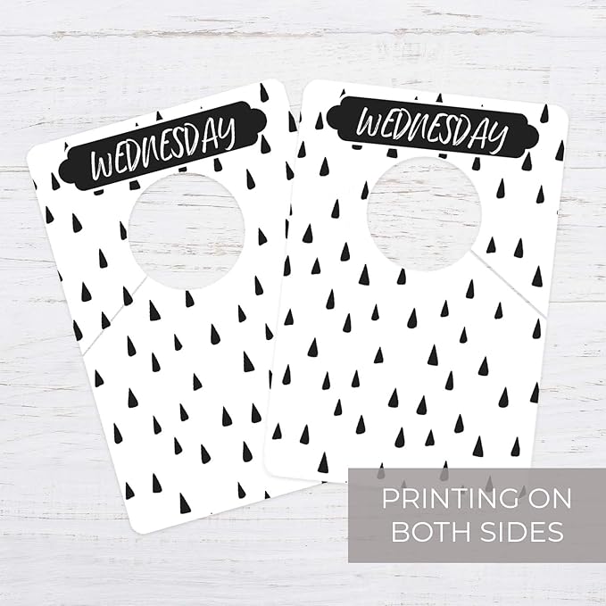 Day Of The Week Closet Dividers/Closet Organizer for Weekly Planning/Modern Clothing Divider Tags/School Morning Organization