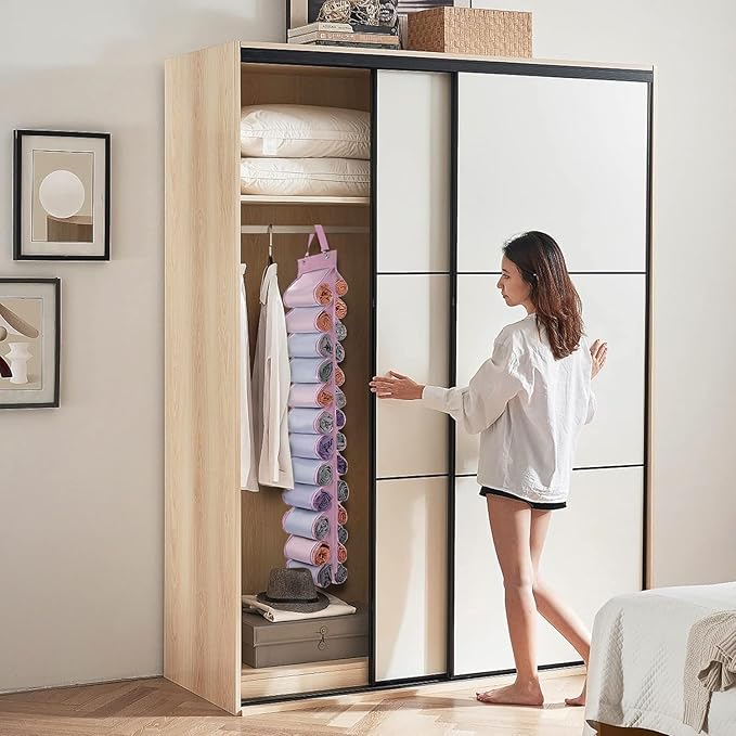 DHSFKBE Legging Organizer Storage, 2PCS T Shirt Organizer, Foldable Hanging Closet Organizer Storage with 26 Roll Independent