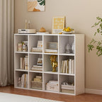 OSCHF 12-Cube Storage Shelf Bookcase - Wooden 3-Tier Floor Standing Open Bookshelf for Home and Office, Display Cabinet, Warm