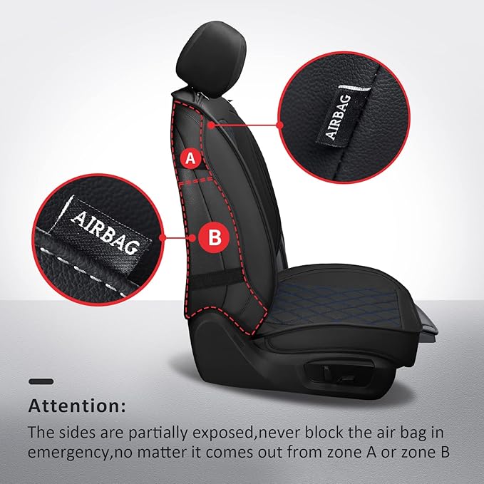 MIROZO Seat Covers Full Set, Car Seat Covers Blue Faux Leather Seat Covers Automotive Seat Covers Car Seat Protector for SUV 