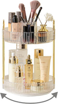 Asayuee 360 Rotating Makeup Organizer,2 Tier Large Capacity Make Up Organizers and Storage,Skincare Perfume Vanity Organizers