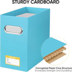 BALEINE File Organizer Box, Cardboard File Folder Organizer with Handle for Letter Size, Portable Collapsible Hanging Filing 