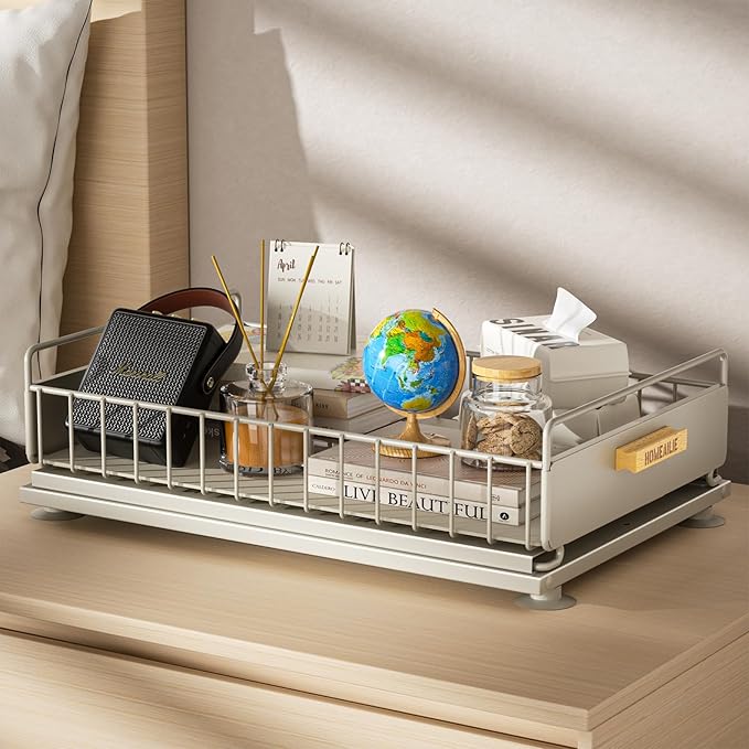 Under Sink Organizer, Single Tier Metal Pull Out Sliding Drawer Shelf for Kitchen Bathroom Cabinet Storage, Sturdy Rack – Gra