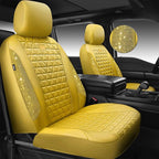 CAR PASS Yellow Bling Diamond Leather Car Seat Cover Full Sets,Waterproof Shining Glitter Sparkly Crystal Universal Fit for A