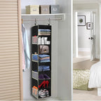 Large-Sized Hanging Shoe Organizer 8-Shelf, Hanging Closet Organizer with 8 Side Pockets, Wider Hanging Shelves for Storage S