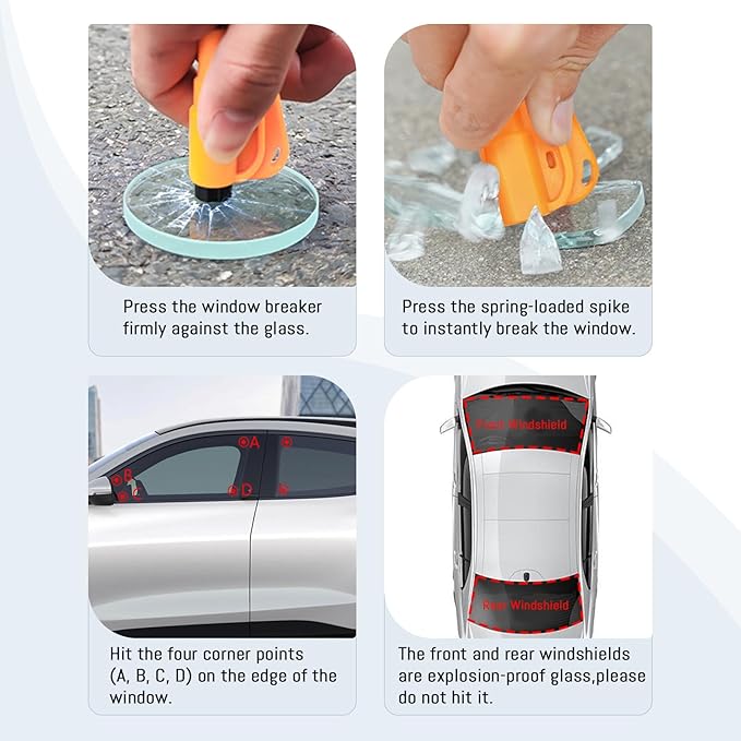8 Pcs Car Window Breaker Tool Keychain,3 in 1 Glass Breaker and Seatbelt Cutter & Survival Whistle, Emergency Keychain Car Es