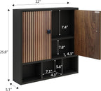Bathroom Wall Cabinet,Wooden Medicine Cabinet with Fluted Doors Over The Toilet Storage Cabinet with Adjustable Shelf for Bat