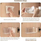 PAVSTINE 2 Pack Adhesive Medicine Cabinet Organizer, Clear Wall Mounted Makeup Storage Shelves for Bathroom Vanity, No Drilli