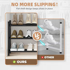 STORAGE MANIAC Long Expandable Shoe Rack, 18 Pairs Metal Wide Stackable Shoe Rack, Adjustable Shoes Shelf, Freestanding Shoes