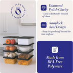 HOMZ 10-Pack Snaplock, Small Clear Plastic Storage Organizer Bins w/Lids, 6 Quart, Gray - Stackable Container Boxes for Bedro