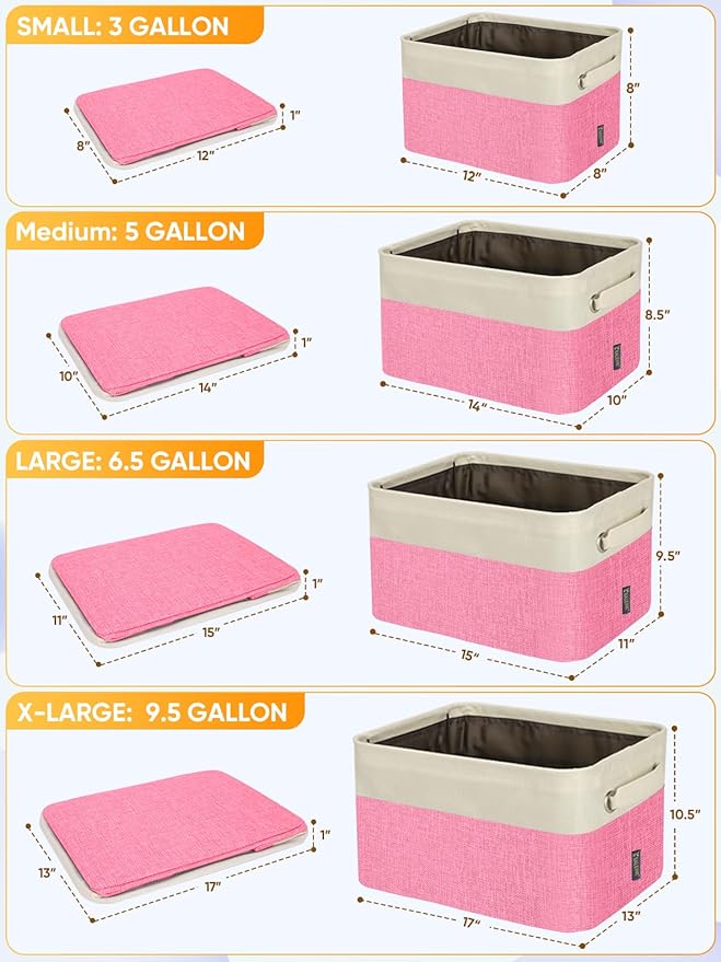 BALEINE 4 Pack Fabric Closet Storage Bins for Shelves, Linen Closet Organizers and Storage, Decorative Baskets for Organizing
