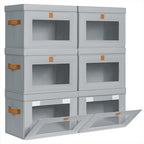 Homsorout Small Fabric Storage bins - Collapsible Storage Bins with Open Window, 6 Pack Closet Baskets for Shelves, Stackable