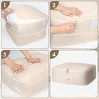4 Pack Comforter Storage Bag, 68L Blanket Storage Bags Self Compression Comforter Organizer and Storages, Space Saving Washab