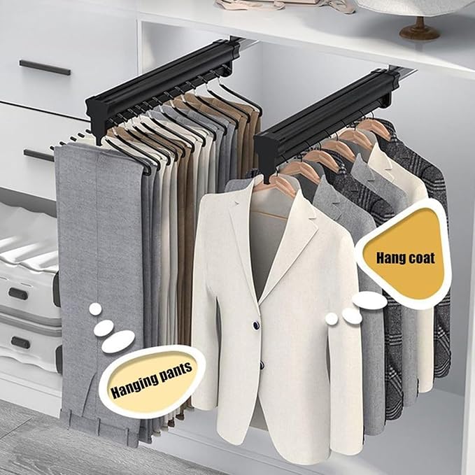 Adjustable Sliding Clothes Rail, Extendable Wardrobe Rod for Pull-Out Hanger Rack, 360-560Mm Closet Organizer for Scarves, Je