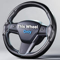 Steering Wheel Cover for 2017-2023 Tesla Model 3 2020-2024 Tesla Model Y, Carbon Fiber Steering Wheel Cover for Tesla Model 3/Y Accessories, Matte Black