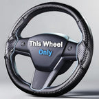 Steering Wheel Cover for 2017-2023 Tesla Model 3 2020-2024 Tesla Model Y, Carbon Fiber Steering Wheel Cover for Tesla Model 3/Y Accessories, Matte Black