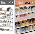 VILICK Shoe Rack for Closet Shoe Organizer Space Saver Storage for 20-25 Pair Shoe Shelf with Hook and Side Pocket Free Stand