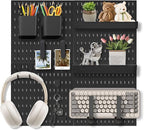 Pegboard Wall Organizer Set – 4 Peg Boards with Hooks & Shelves – Office, Kitchen, Gaming Room Desk Pegboard Storage – Peg Bo