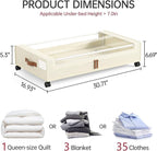 Yecaye 4 Pack Under Bed Storage with Wheels, Under Bed Storage Containers with Lids, Large Under Bed Rolling Storage with Cle