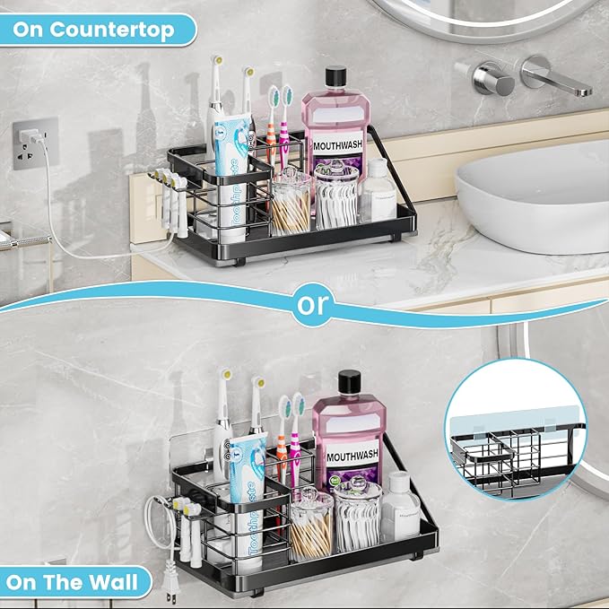 Toothbrush Holders Instant-Drying Organizer - Bathroom Countertop/Wall Mounted Electric Toothbrush Holder - Toothbrush Head T