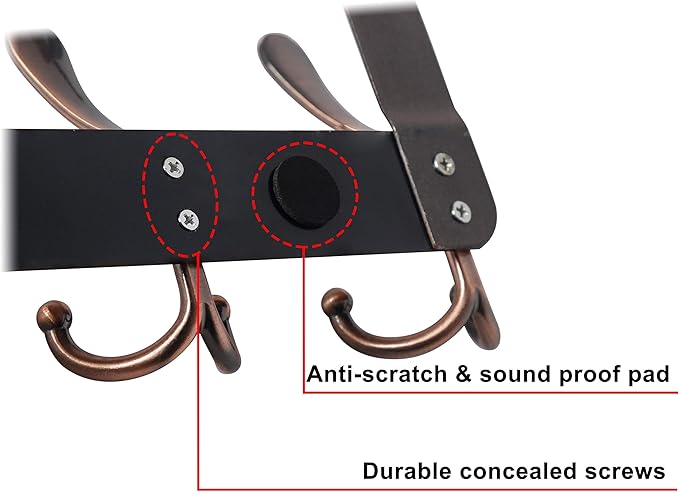 Dseap Over The Door Hook Hanger - Fits 1 3/8" to 1 3/4" Standard Doors | 5 Tri Hooks Heavy Duty Towel/Coat Rack | Door Organi