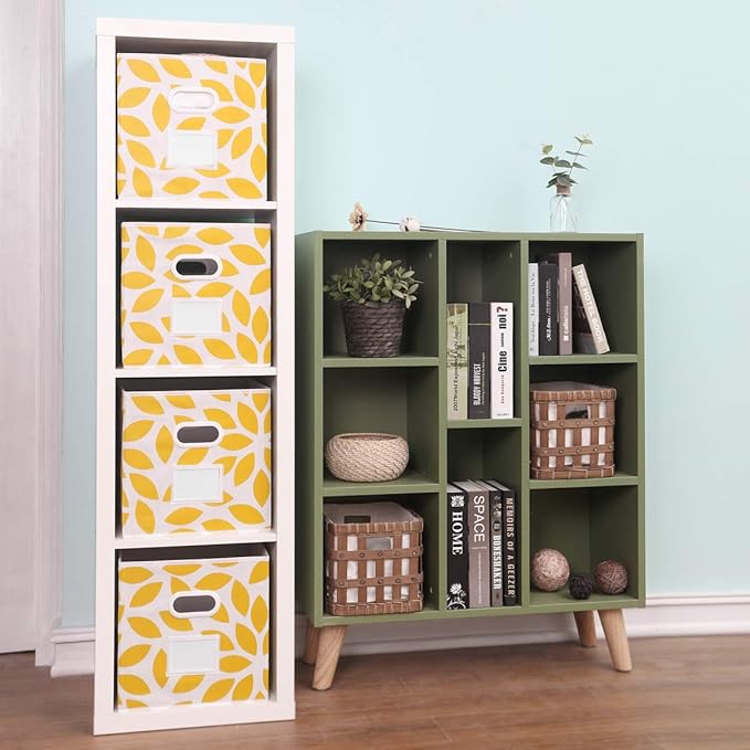 MAX Houser Fabric Storage Bins Cubes Baskets Containers with Dual Plastic Handles for Home Closet Bedroom Drawers Organizers,