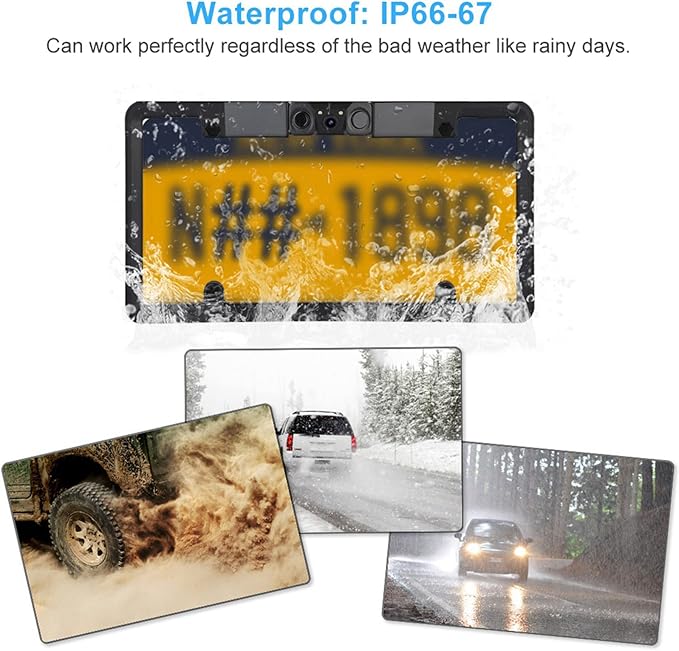 3 in 1 Car License Plate Frame Parking Sensor Rearview Reverse B 120 Degree Wide Angle The Parking Sensor Support Ackup Camer