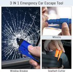 8 Pcs Car Window Breaker Tool Keychain,3 in 1 Glass Breaker and Seatbelt Cutter & Survival Whistle, Emergency Keychain Car Es