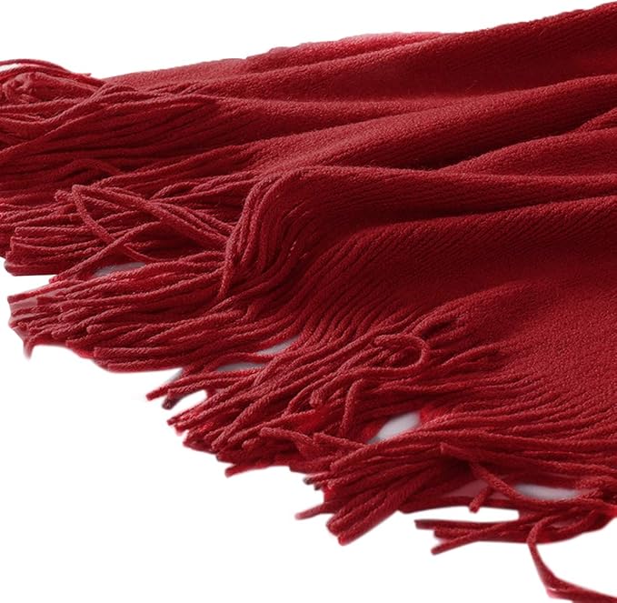 Homiest Decorative Knitted Throw Blanket with Fringe Soft & Cozy Tassel Blanket for Couch Sofa Bed (Red, 50x60)