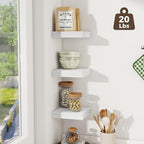 Fun Memories Small Floating Shelves for Wall - 8 Inch Square Wall Shelves with Invisible Brackets, White Shelves for Bathroom