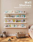Shario Nursery Book Shelves, 4-Pack White Floating Shelves for Wall Kids, Scalloped Shelves, Wall Book Shelves for Bedroom Ki