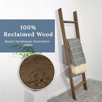 BARNWOODUSA Throw Blanket Ladder – Fully Assembled Reclaimed Wood – Rustic Decorative Ladder for Towels, Quilts, & More – Per
