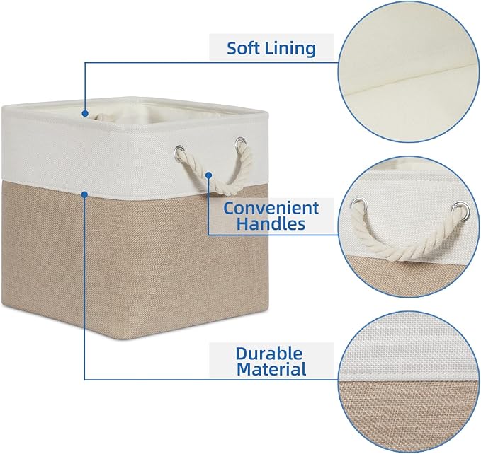 Temary Cube Storage Bins 11 x 11 Fabric Storage Baskets 4 Pack Storage Cubes Baskets for Gift Empty, Cube Organizer Bins Clot
