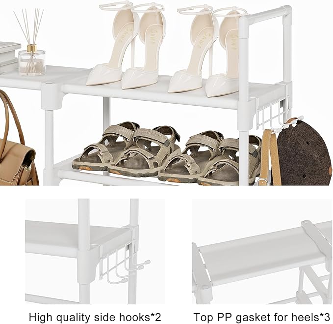 WOWLIVE 9 Tiers Large Shoe Rack White Shoe Rack Organizer for Closet 50-55 Pairs Stackable Heavy Duty Shoe Shelf Shoe Storage