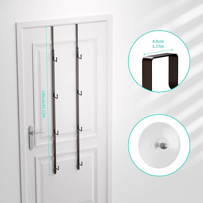 HapiRm Over Door Hat Rack - 2 Packs Hat Organizer with 8 Hooks Design, Hanging Baseball Cap Organizer Storage Holds Up to 40 