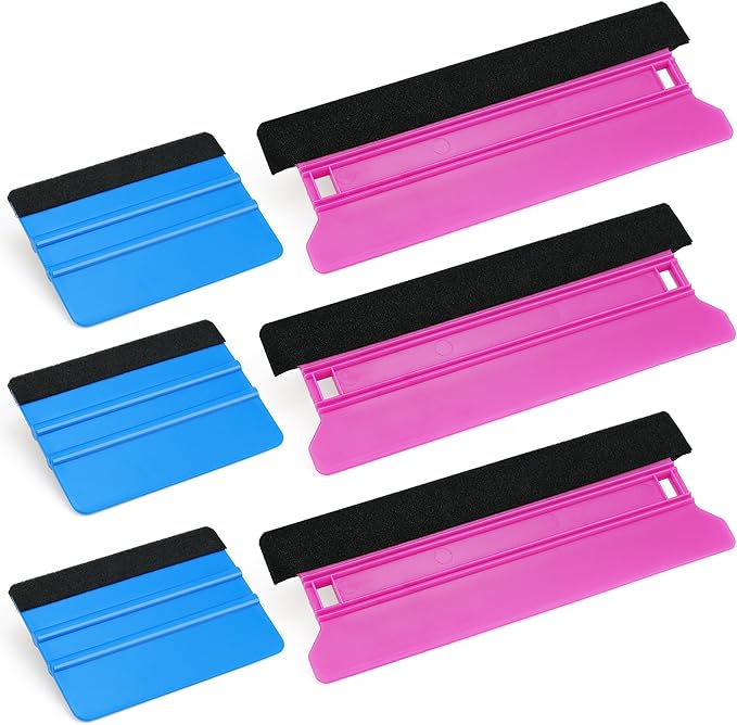 6 Pack Vinyl Wrap Squeegee Set - 8.3” & 3.9” Felt Edge Scrapers for Car Window Tint, Adhesive Vinyl, Decals, Wallpaper, Auto Wrap, and Craft Projects | Perfect for Smooth, Bubble-Free Application