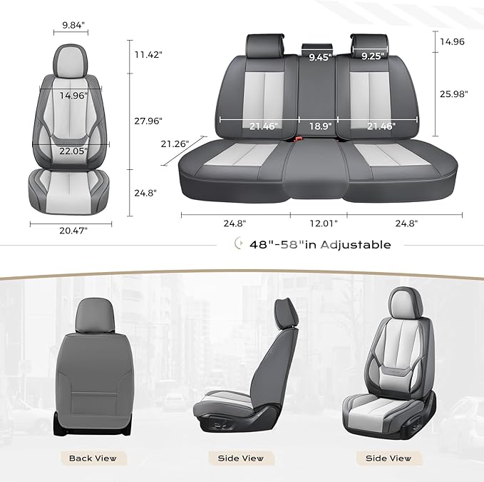 Coverado Car Seat Covers Full Set, Car Seat Protector Waterproof, Nappa Leather Car Seat Cushion, Seat Covers for Cars, Front