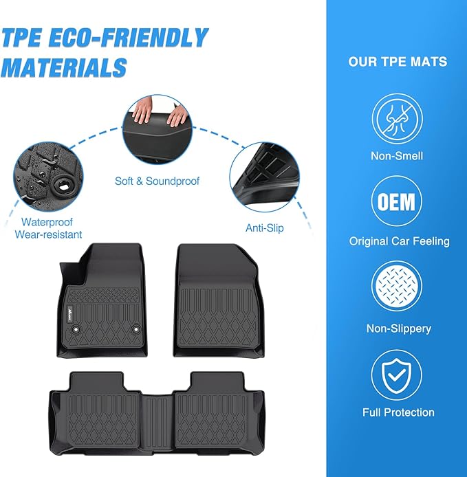 Nilight TPE Floor Mats for Chevy Blazer 2019 2020 2021 2022 2023 2024 2025 2026, Cadillac XT5 / GMC Acadia 2017-2023, All Weather Custom Fit Heavy Duty Floor Liners