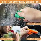 16Pcs Car Window Breaker Key Chains, Portable 3 in 1 Glass Breaker/Seat Belt Cutter/Survival Whistle, Safety Emergency Escape