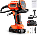 Tire Inflator Portable Air Compressor, 21V Cordless Car Tire Pump, Rechargeable Battery Powered Handheld 160PSI Tire Inflator with Digital Pressure Gauge for Car Motorcycle E-Bike