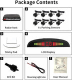 Car Reverse Parking Radar System with 8 Parking Sensors Distance Detection + LED Distance Display + Sound Warning (Black Color)