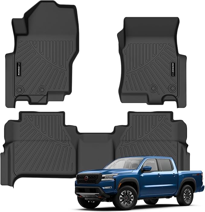Auxko All Weather Floor Mats Fit for Nissan Frontier 2026 2025 2024 2023 2022 Crew Cab(Not for 2nd with Under Seat Speaker) TPE Liners Frontier Set All Season Odorless Anti-Slip