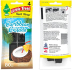 LITTLE TREES Car Air Freshener | Vent Wrap Provides Long Lasting Scent, Invisibly Fresh | Caribbean Colada, 16 Air Fresheners