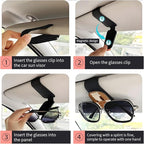 Sunglasses Holder for Car Visor, PU Leather Glasses Clip Organizer, Cute Magnetic Eyeglass Holder for Vehicle Sun Visor, Car Interior Accessory for Women & Men Retro Cow Patch Print