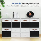 FinishingBo 6-Pack Storage Cubes with Handles & Label Holders Basket, Closet Cube Home Organizer Bins(White/Black, 13 x 13 x 