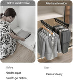 Pull-out clothes rail, Extendable Pull Out Closet Rod, Wardrobe Hanger with Sliding Rail, Wardrobe pull out clothes hanger, B