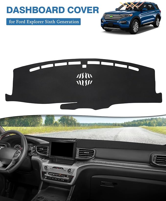 FIILINES Dash Cover for 2020-2025 Ford Explorer, Dashboard Mat Accessories Dash Cover Sunshade Nonslip Mesh Protector No Glar